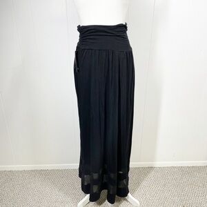 NEW AB Studio Black Maxi Skirt with Mesh Hem Medium